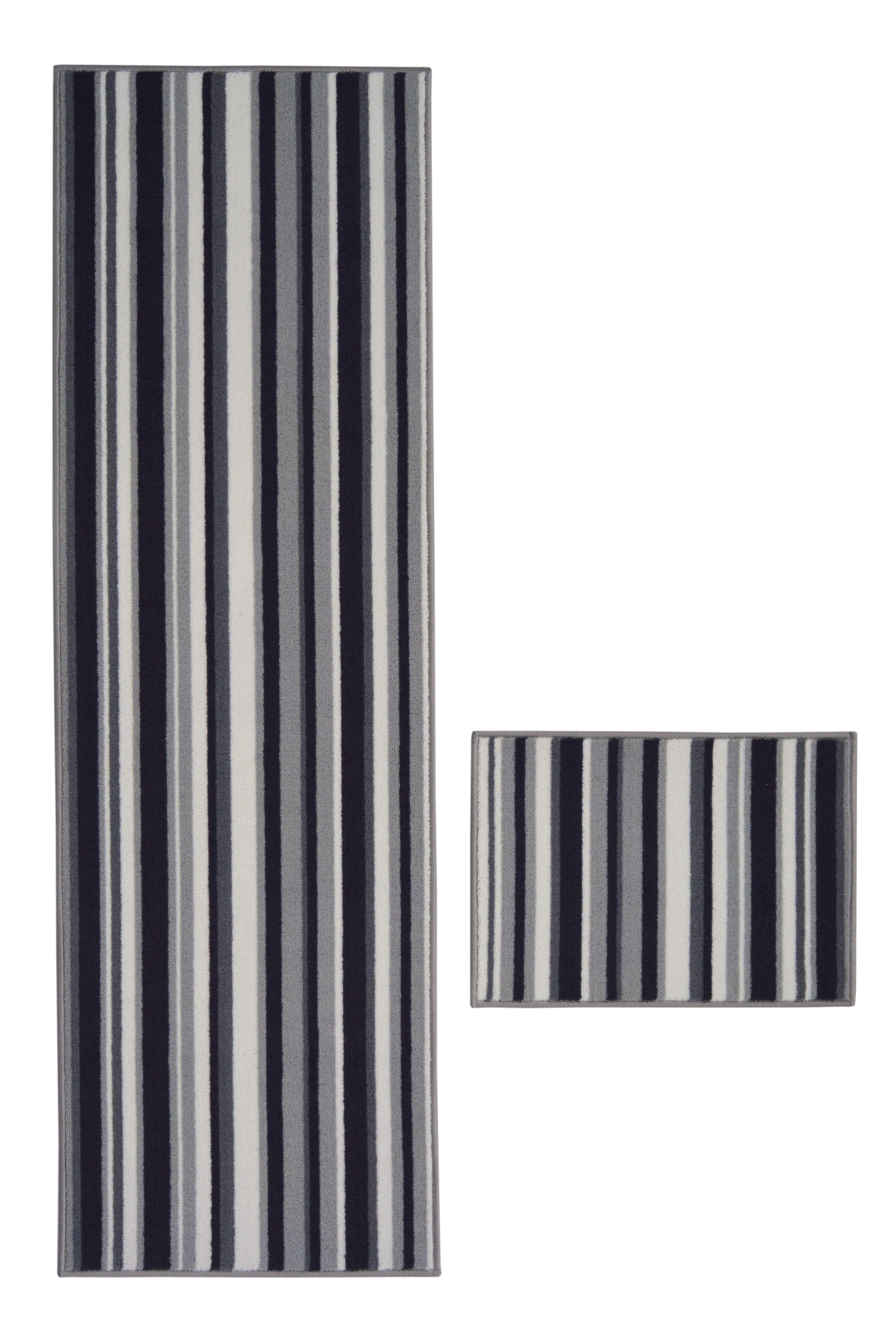Deco Stripe Anthracite Runner Rug – Machine Washable, Non-Slip, 100% Recycled Polyester
