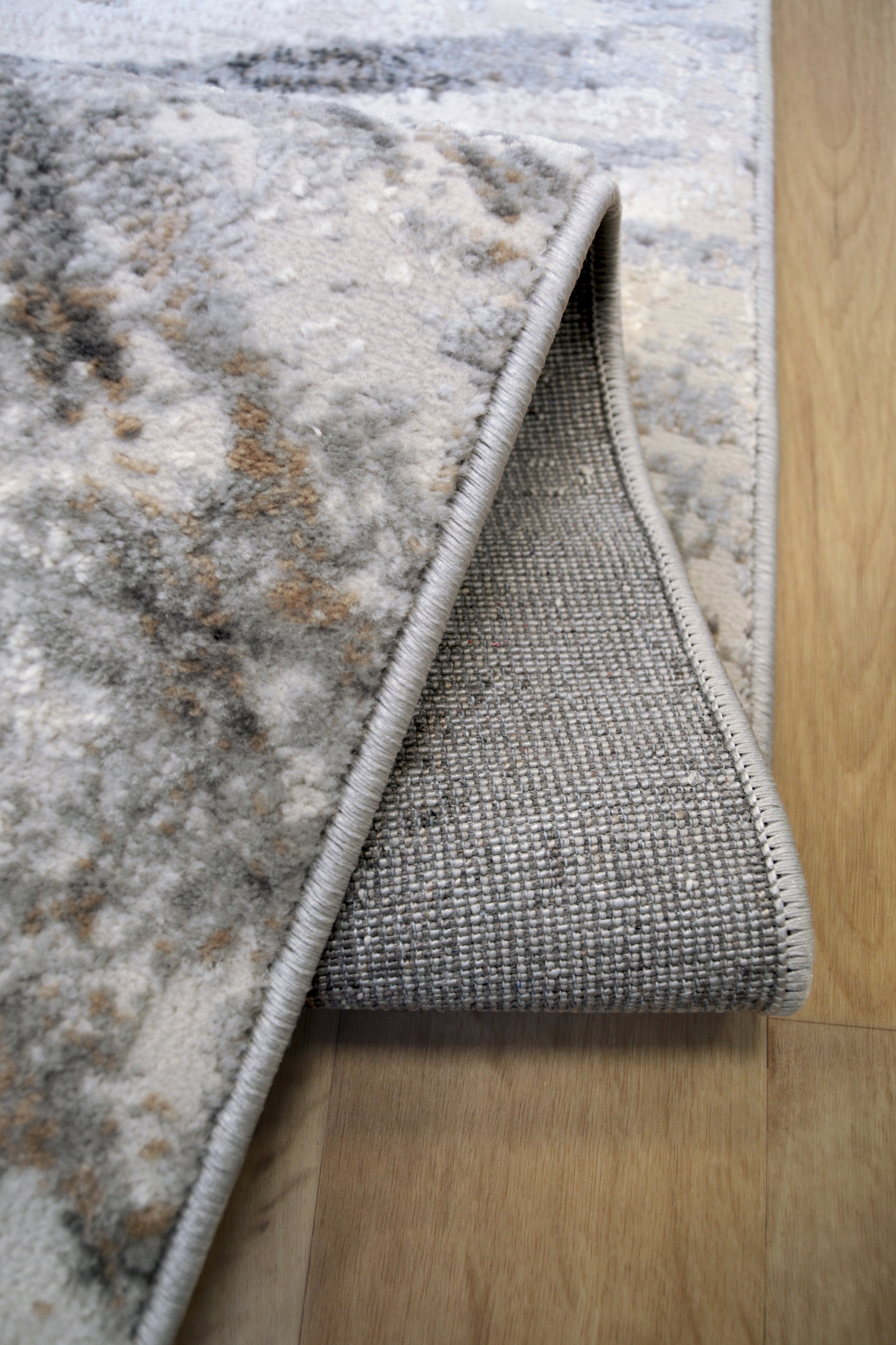 Abstract Burst - Grey & Ochre Rug for Chic Living Spaces
