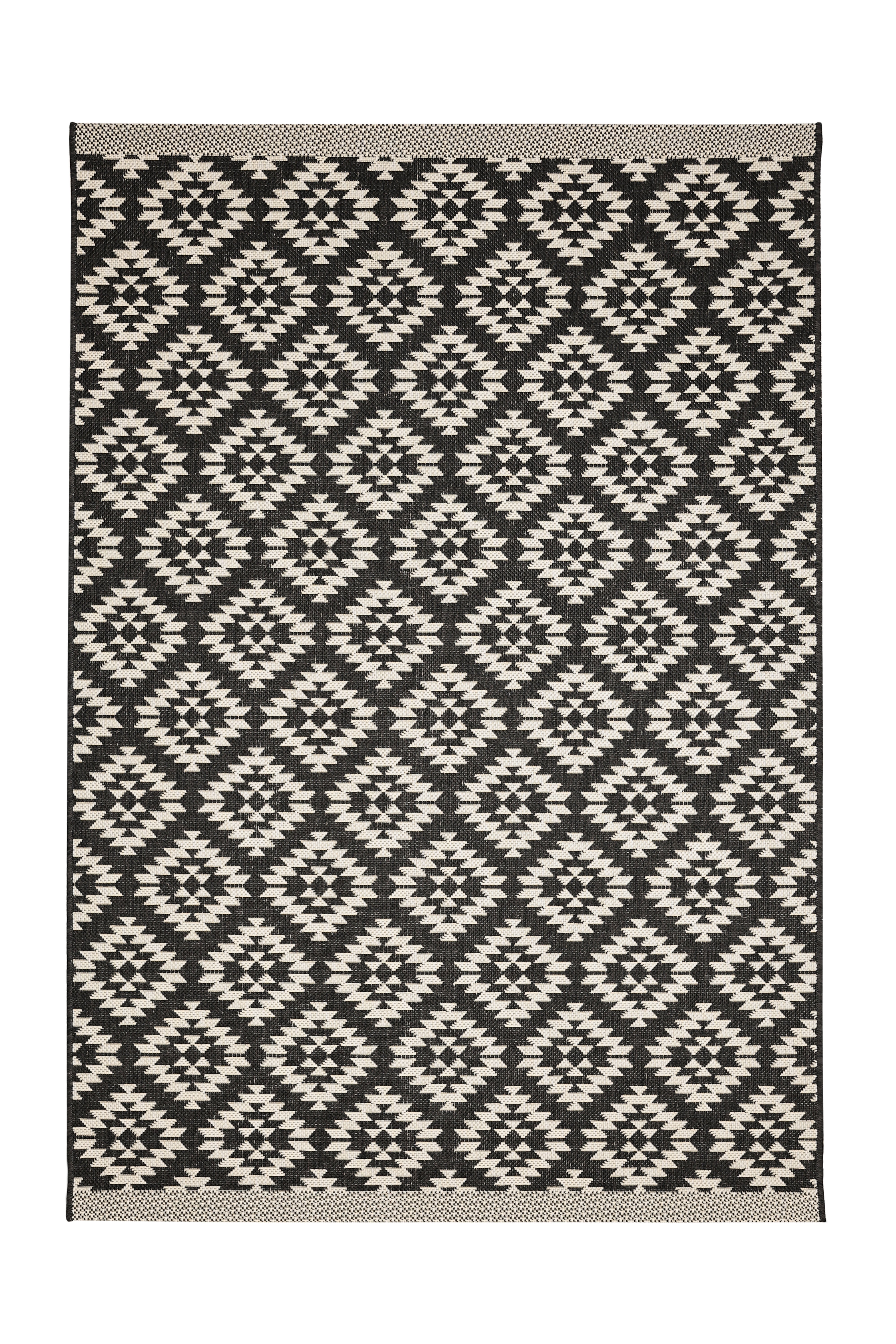 County Geneva - Geometric Rug in Black & Navy for Modern Homes