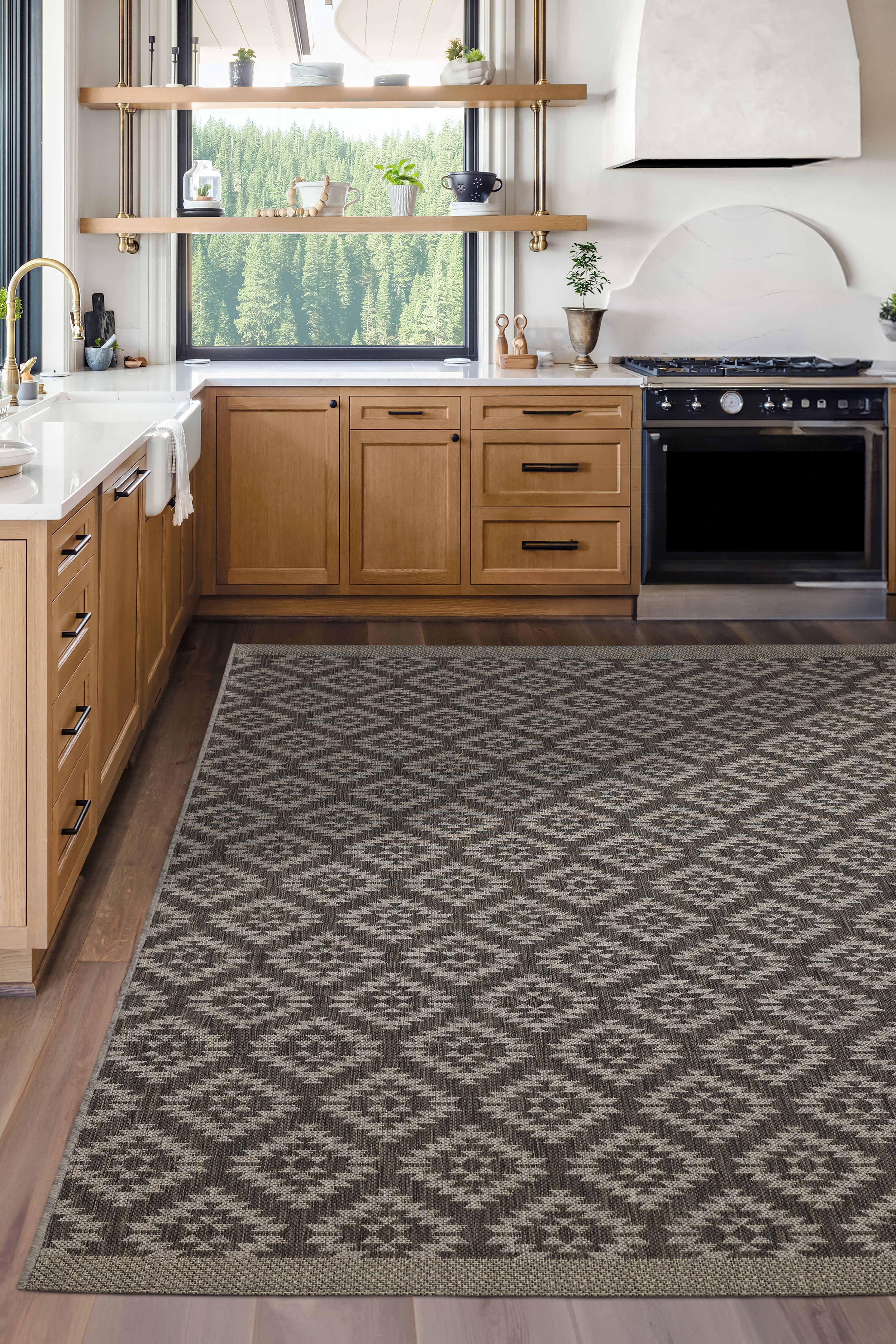 County Geneva - Geometric Rug in Black & Navy for Modern Homes