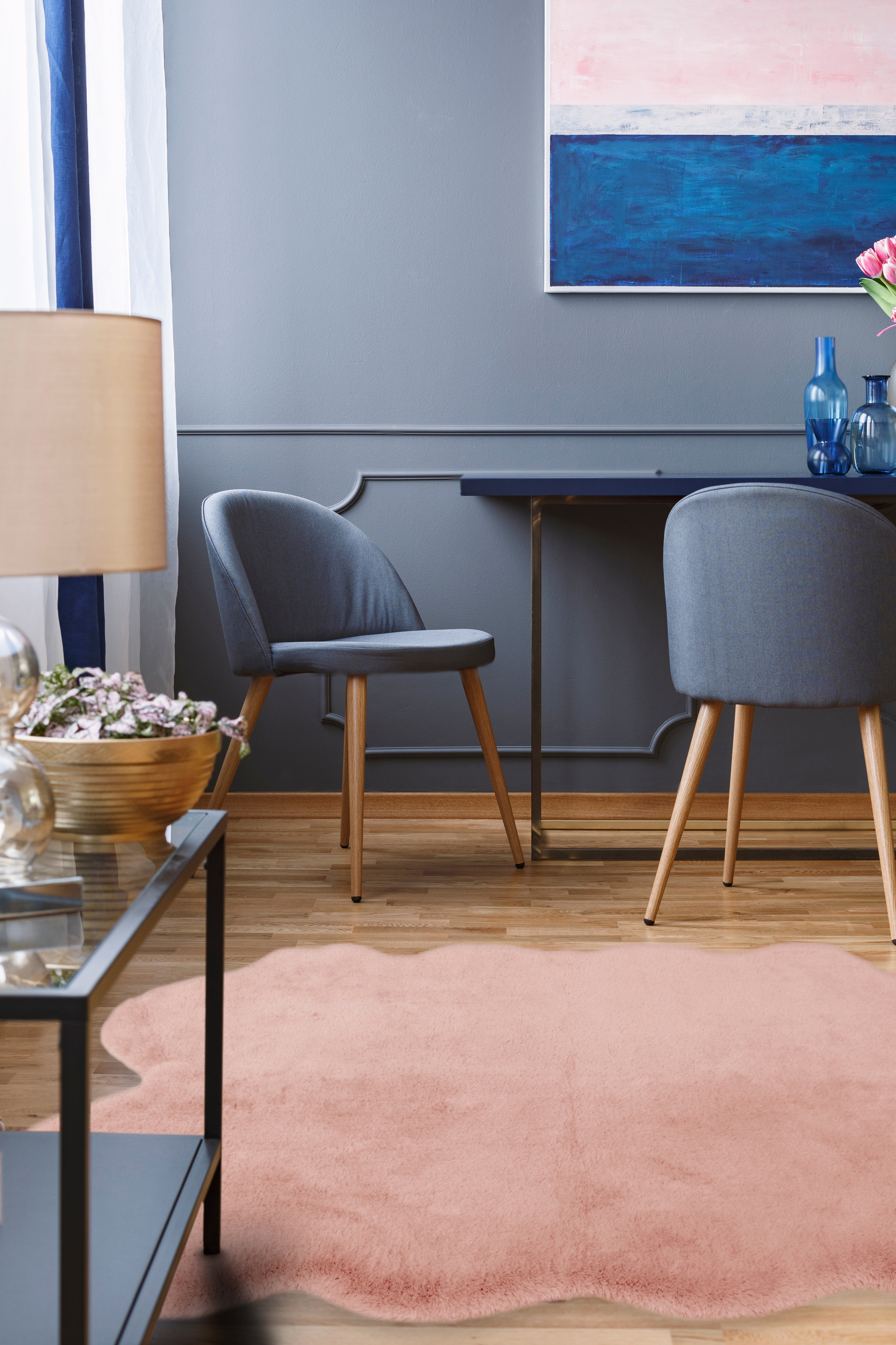 Luxury Faux Fur - Blush & Grey Rugs for Cozy Elegance