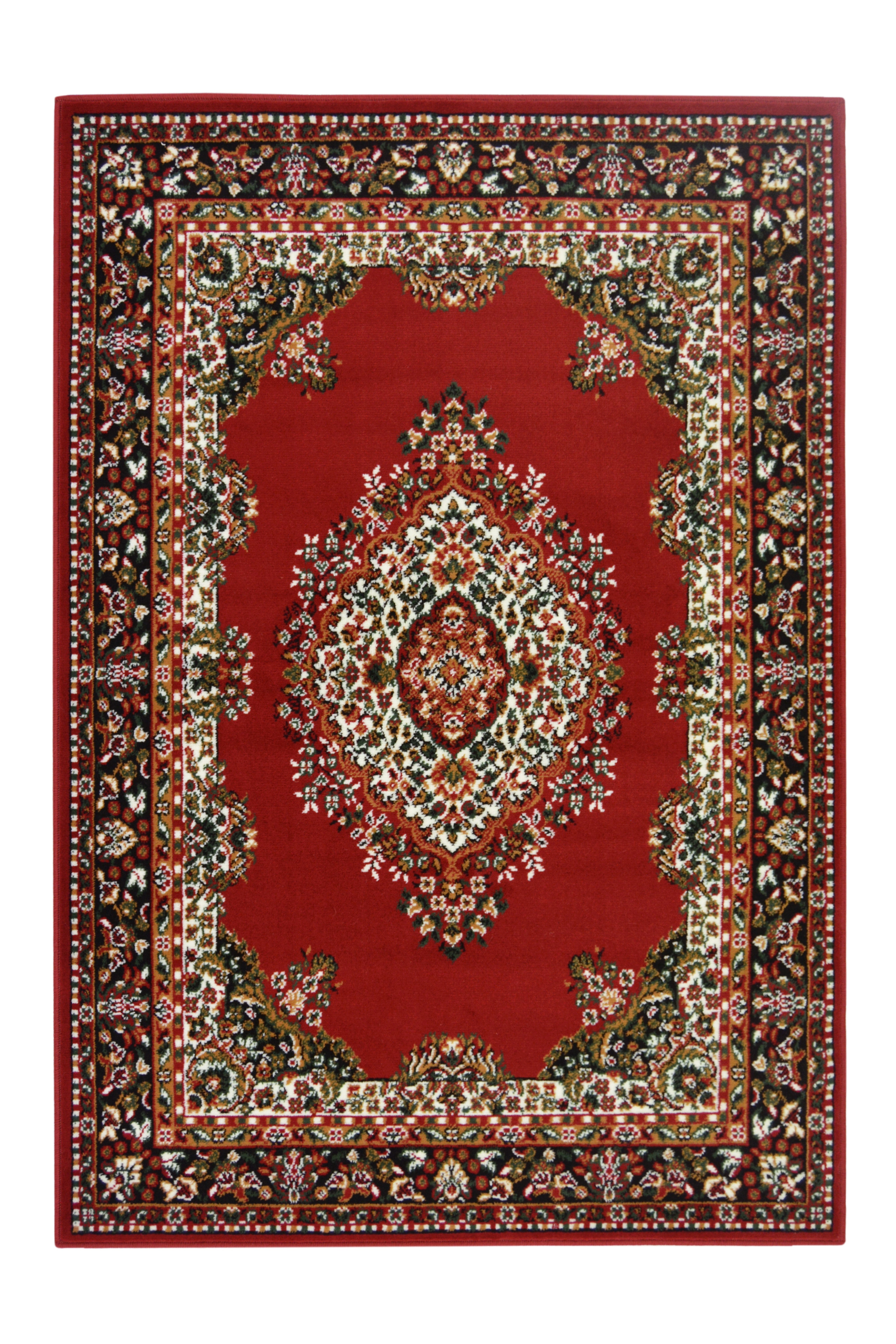 Maestro Traditional Rug – Red & Grey, Multiple Sizes, Hard-Wearing Polypropylene