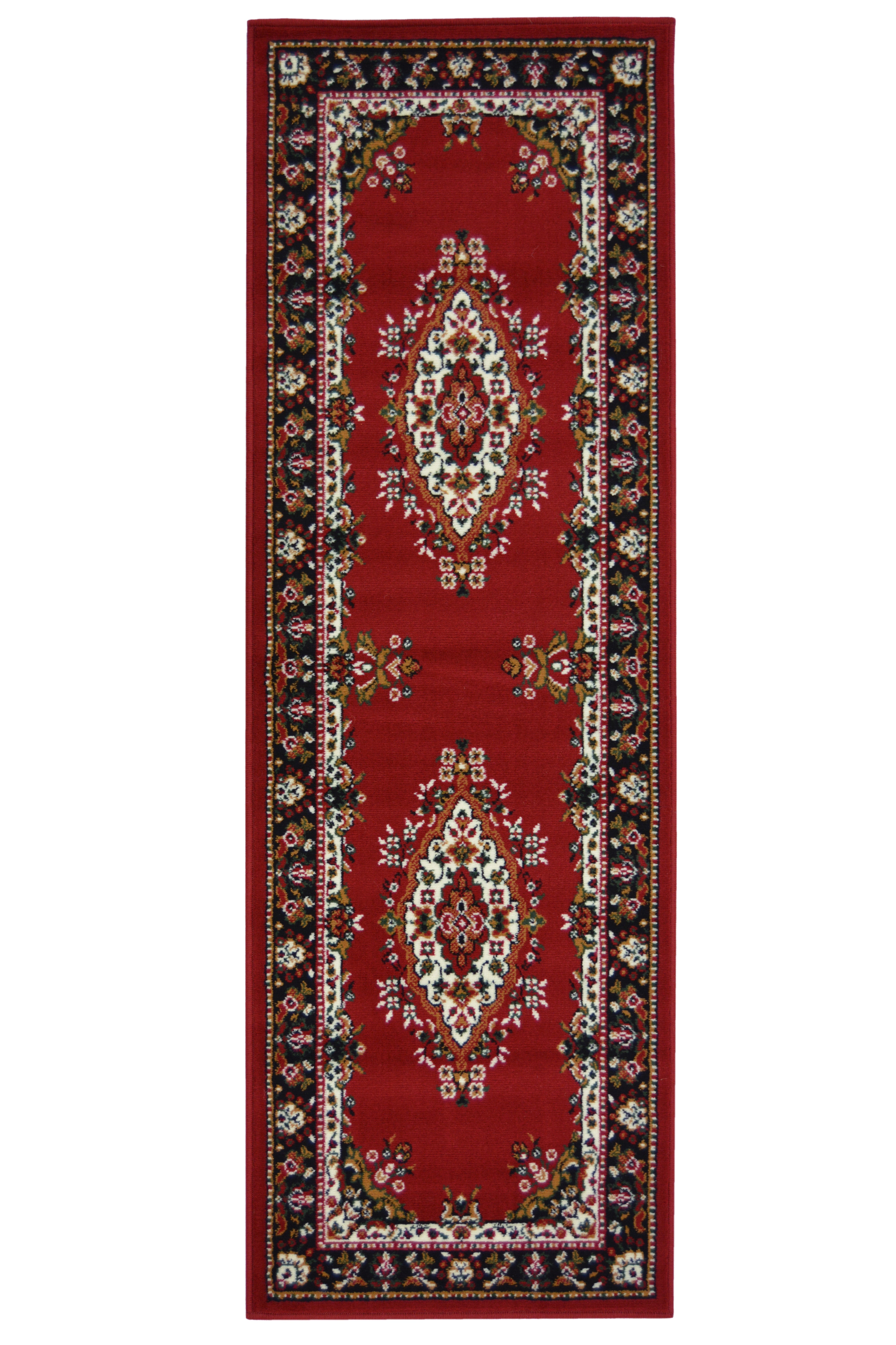 Maestro Traditional Rug – Red & Grey, Multiple Sizes, Hard-Wearing Polypropylene