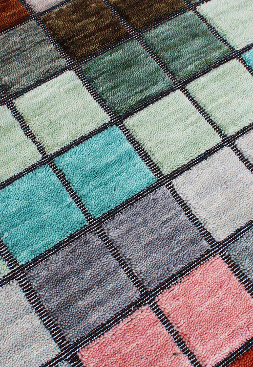 Chequers Multi - Vibrant Block Rug for Dynamic Living Spaces