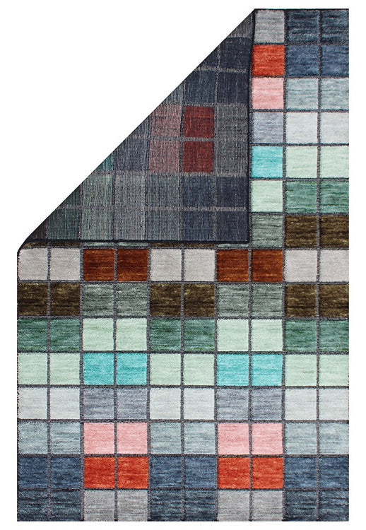 Chequers Multi - Vibrant Block Rug for Dynamic Living Spaces