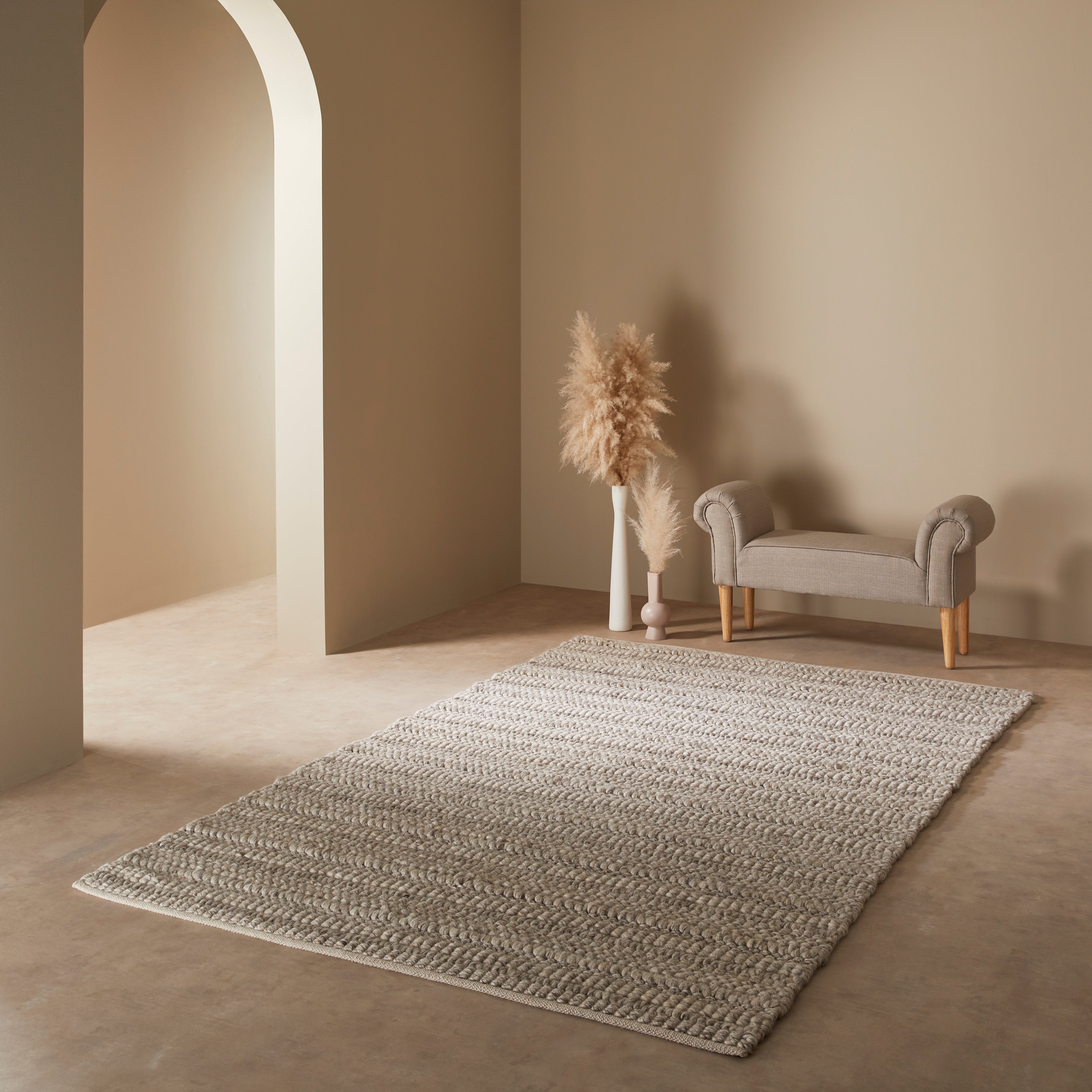 Savannah Textured Elegance - Grey & Taupe Wool Rug for Cozy Spaces