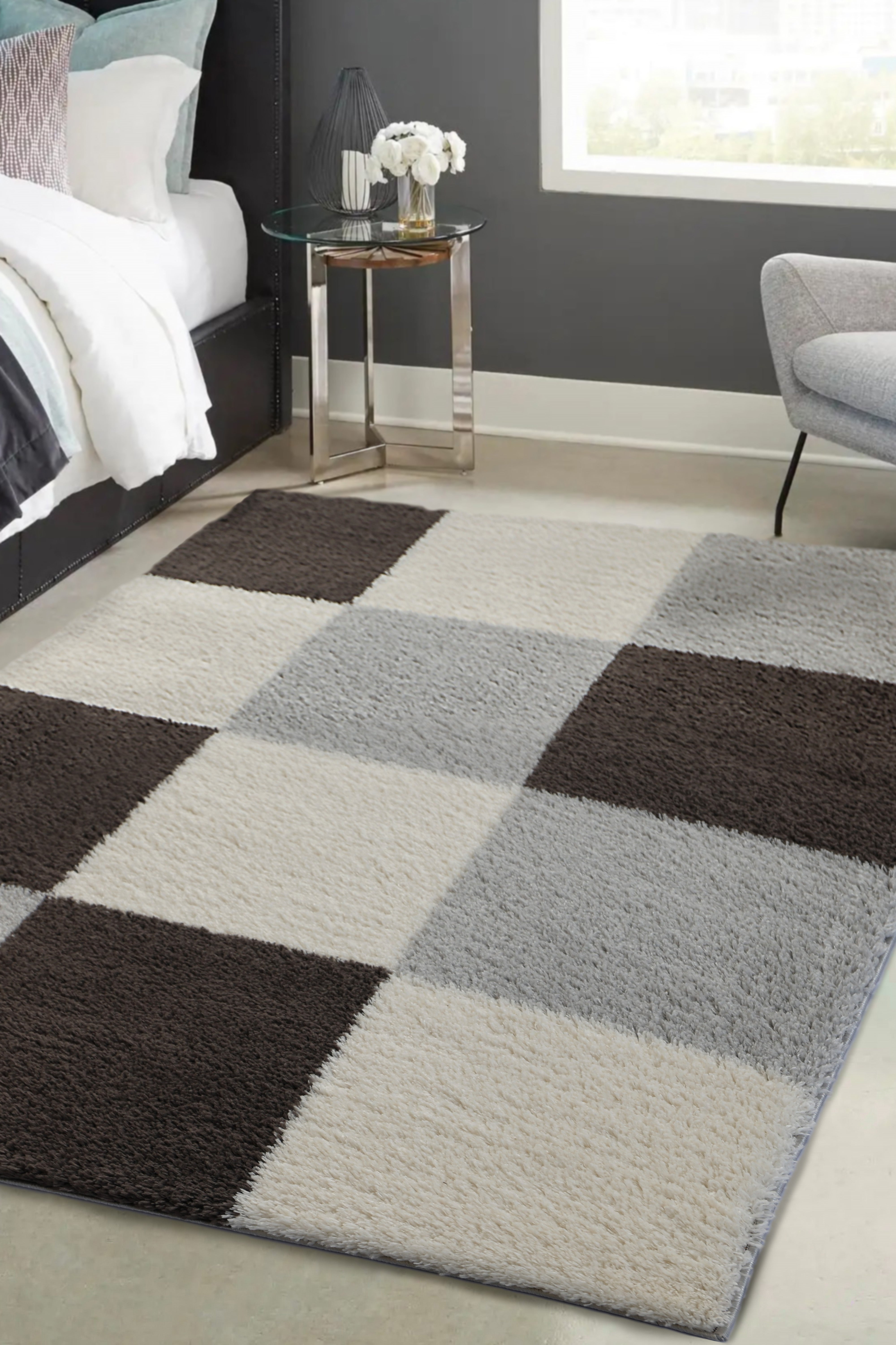 SNUG Blocks - Modern Checkered Shaggy Rug