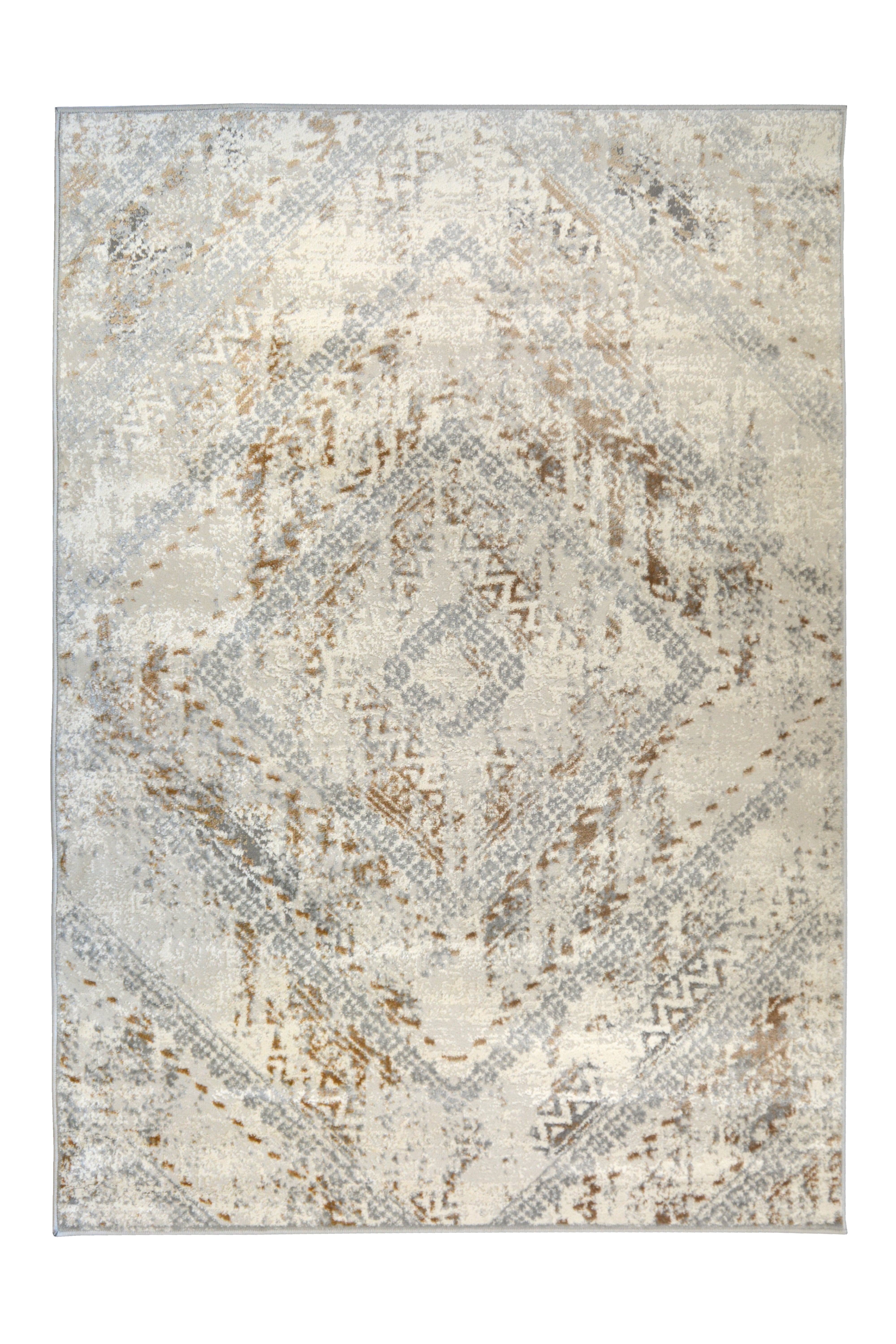 Abstract Burst - Grey & Ochre Rug for Chic Living Spaces