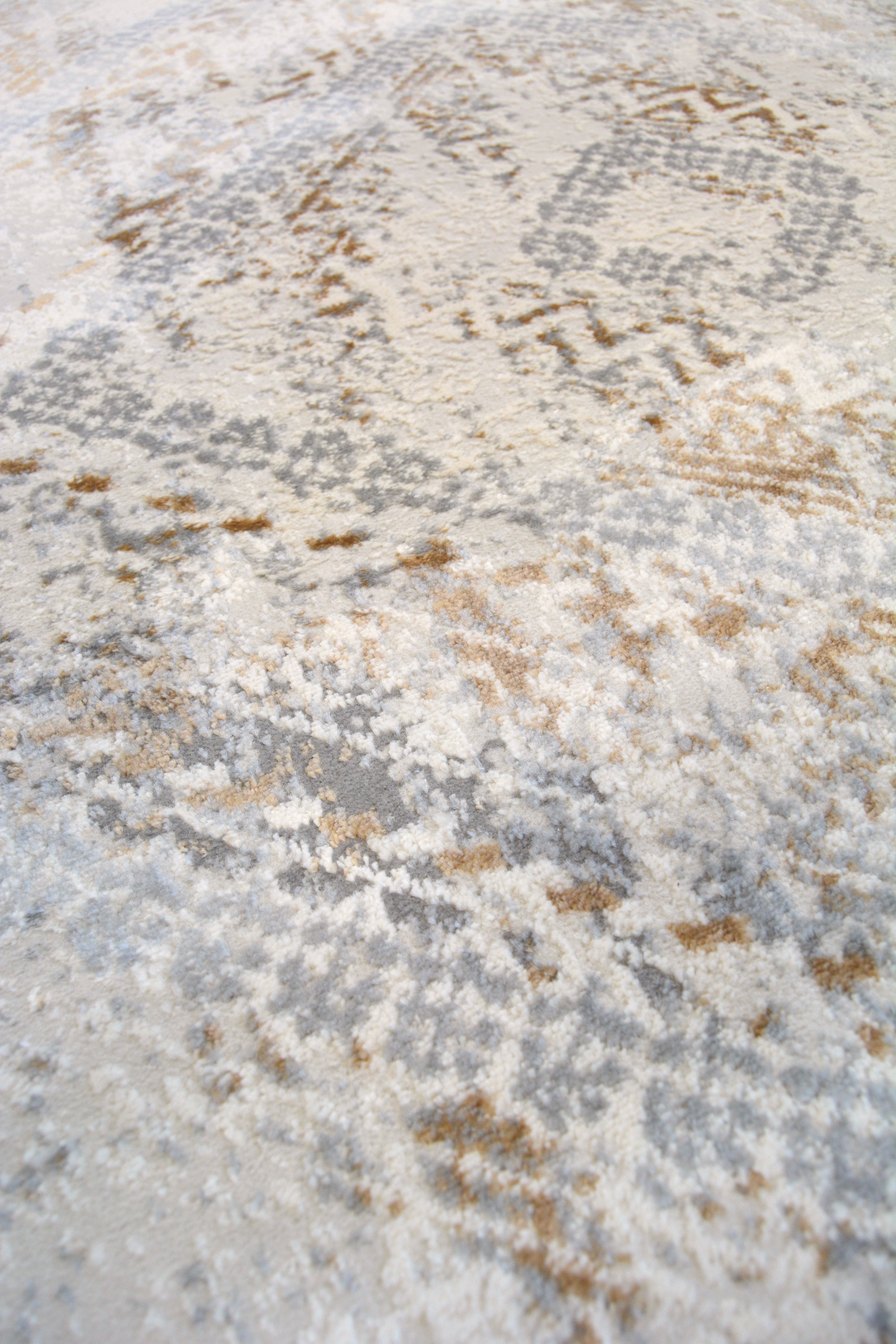 Abstract Burst - Grey & Ochre Rug for Chic Living Spaces