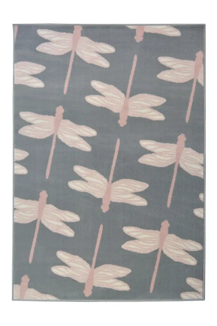 Maestro Dragonfly Charcoal & Silver Grey Rug – Contemporary Polypropylene Rug for Indoor Use, Various Sizes