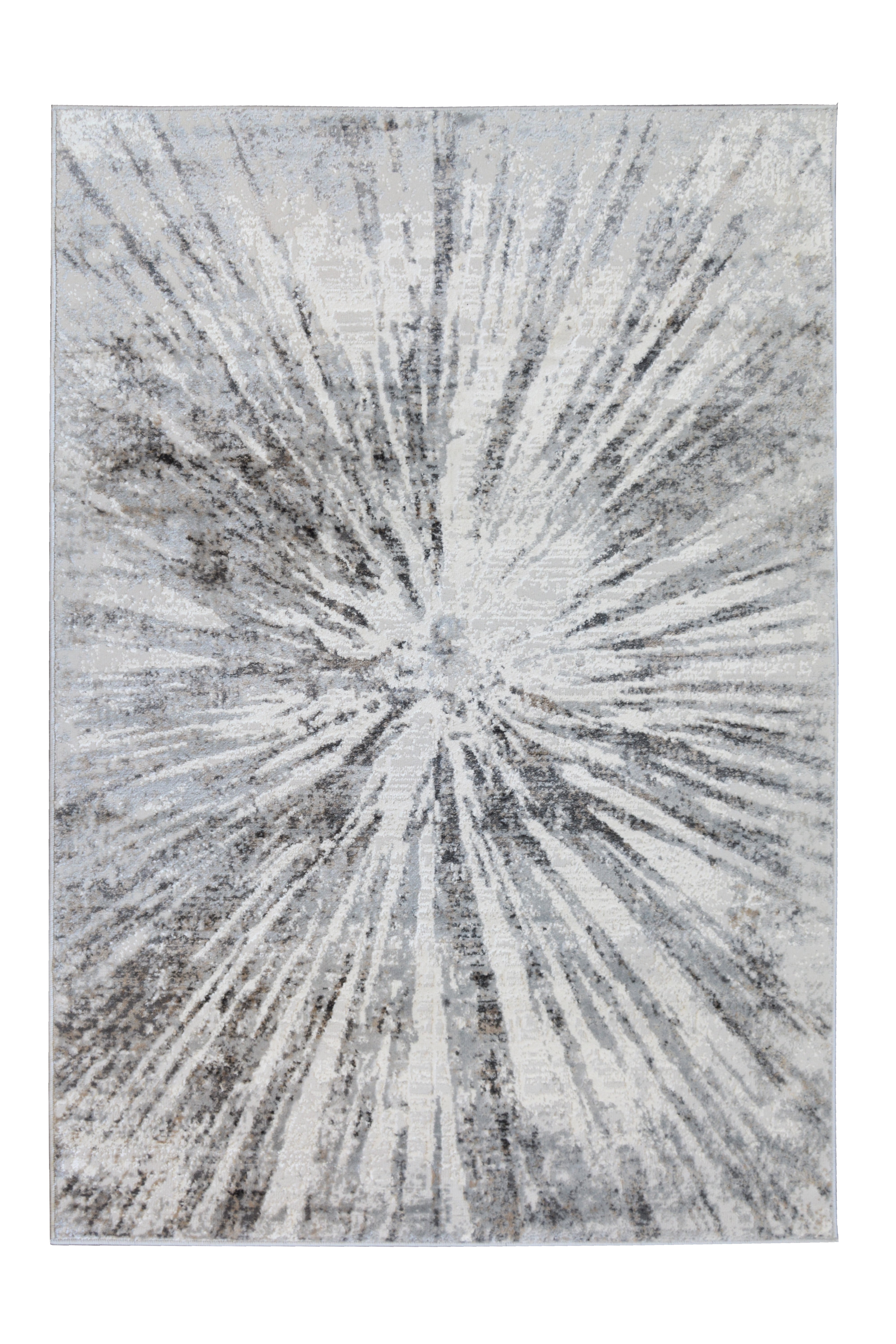 Abstract Burst - Grey & Ochre Rug for Chic Living Spaces