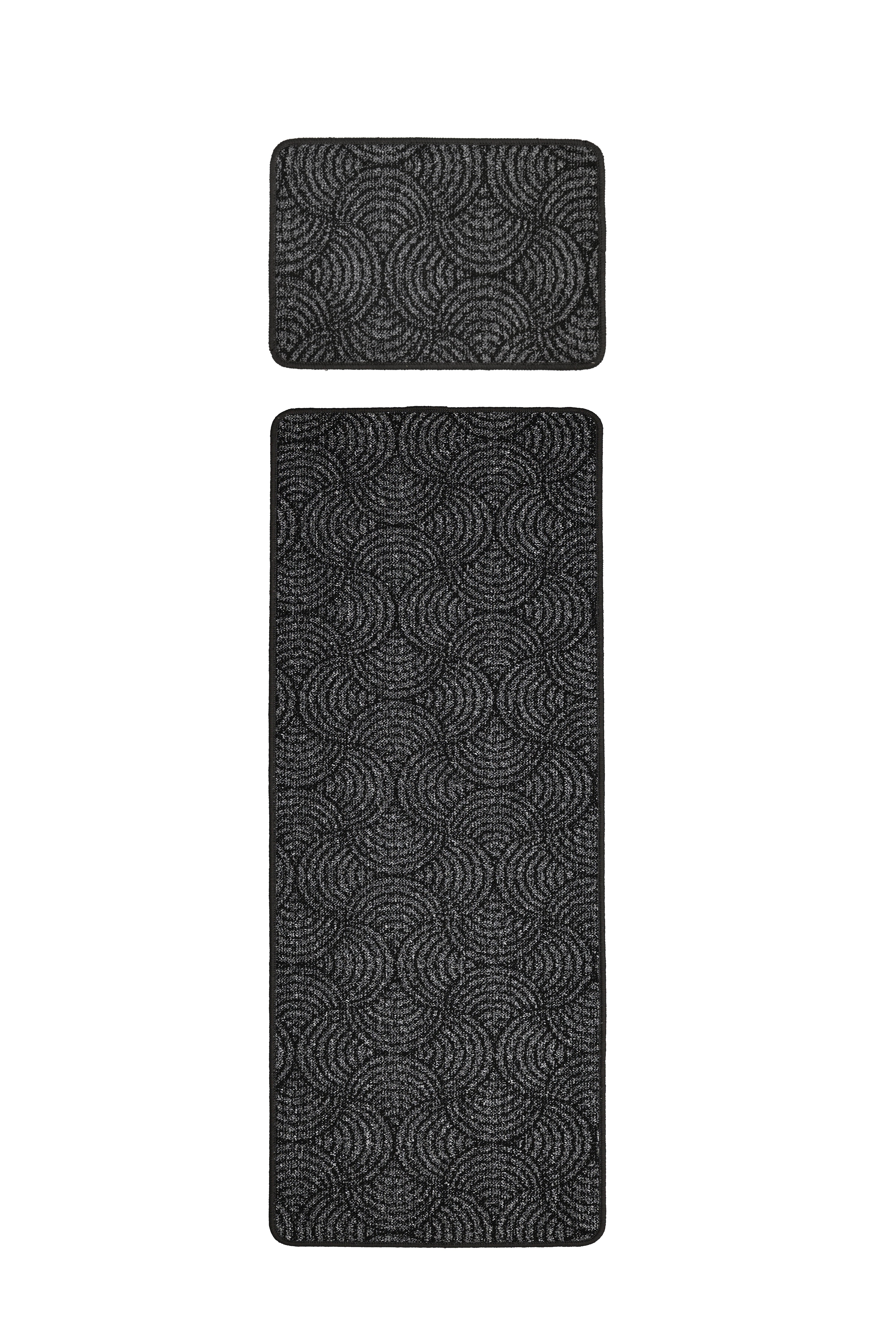 Geo Utility - Anthracite Geometric Runner for Modern Hallways