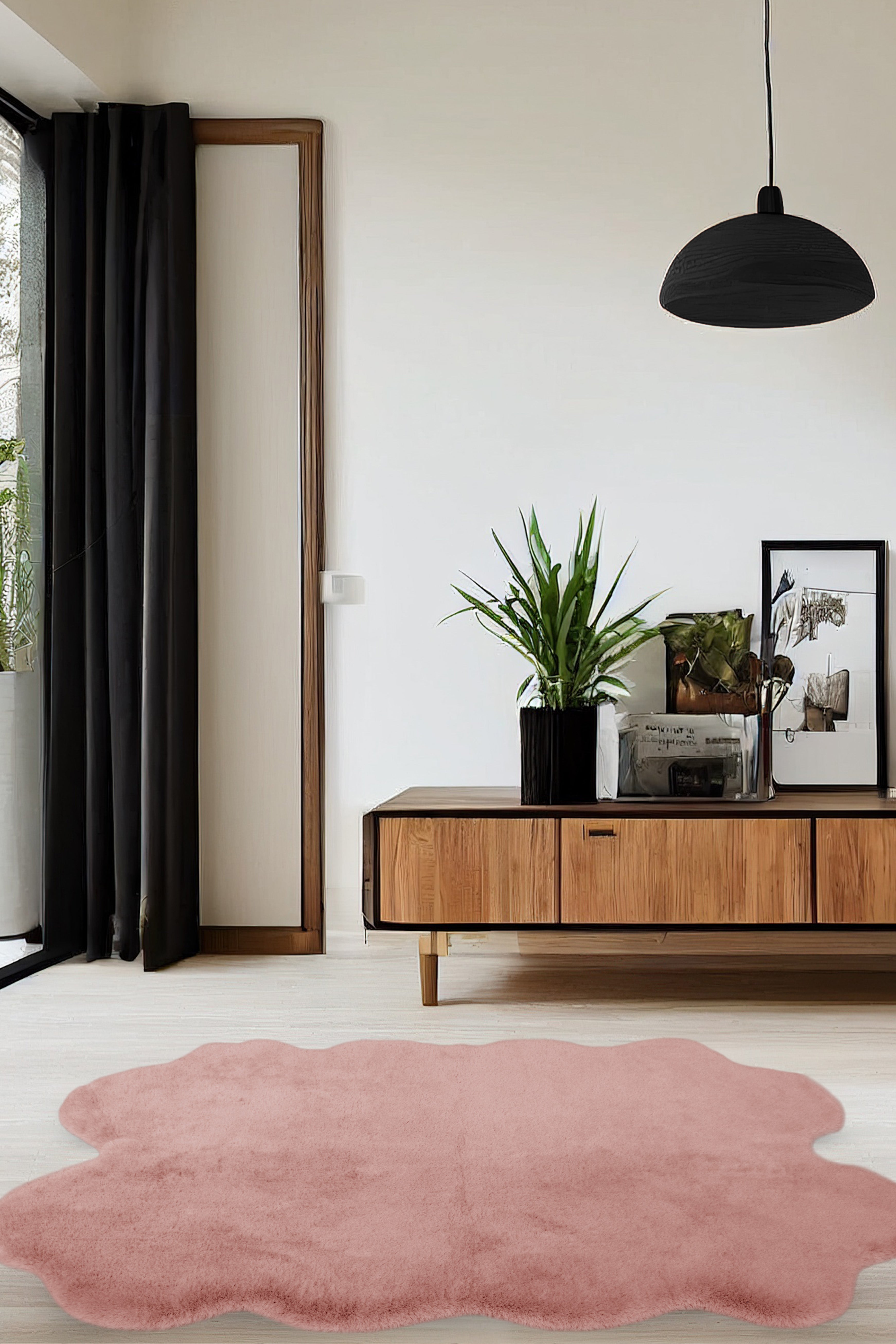 Luxury Faux Fur - Blush & Grey Rugs for Cozy Elegance