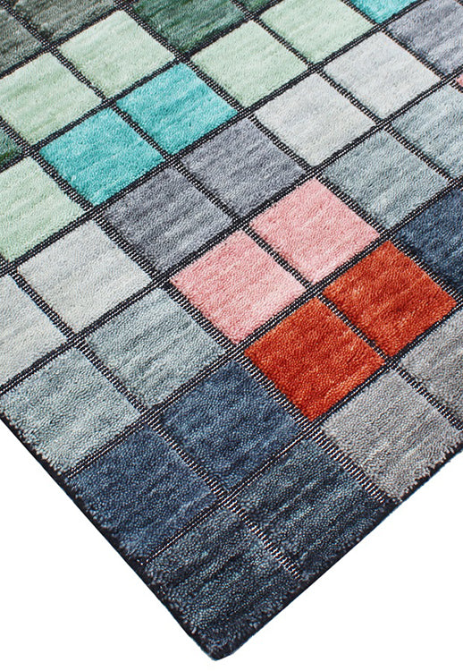 Chequers Multi - Vibrant Block Rug for Dynamic Living Spaces
