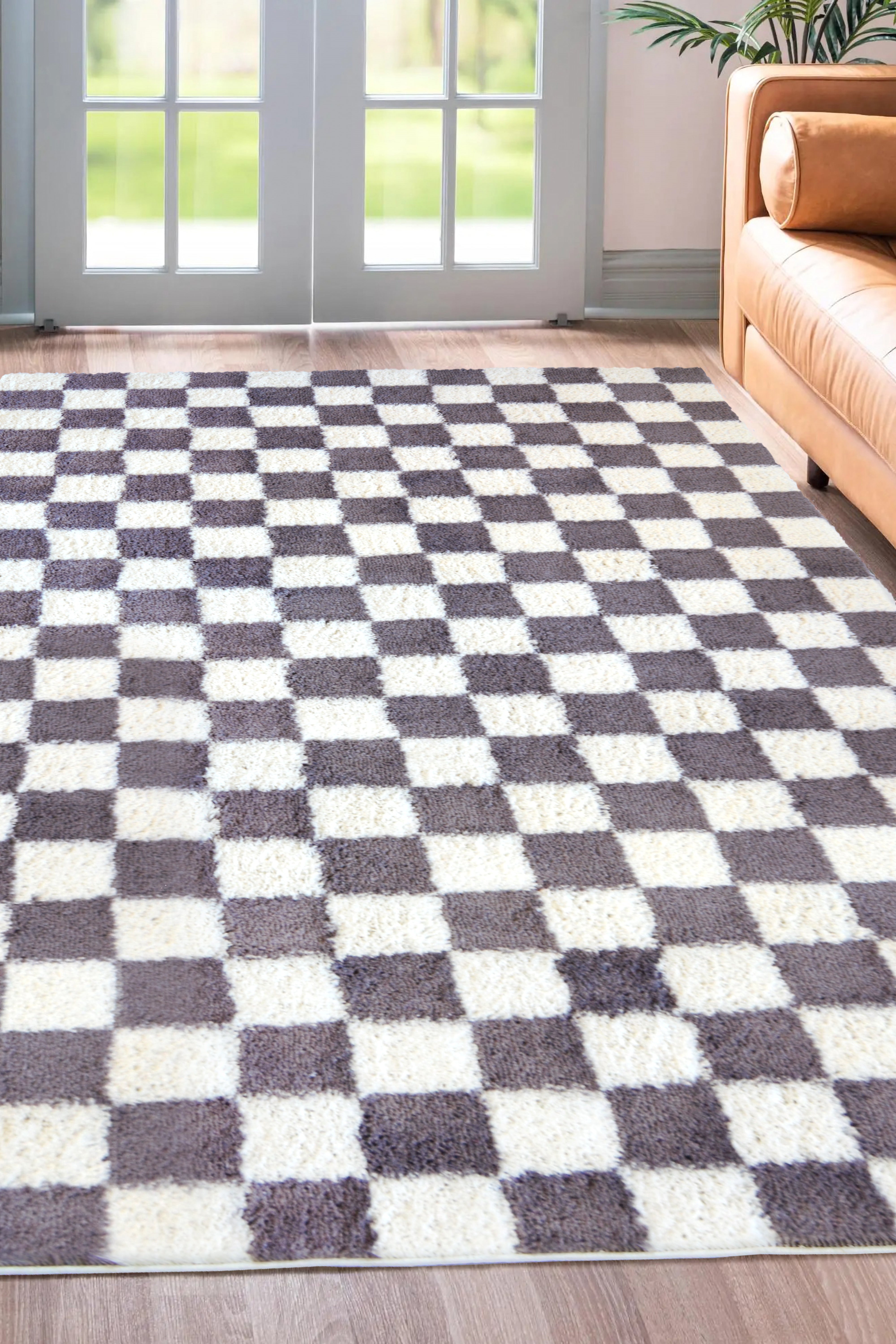 SNUG Checks - Checker Board Style Shaggy Rug
