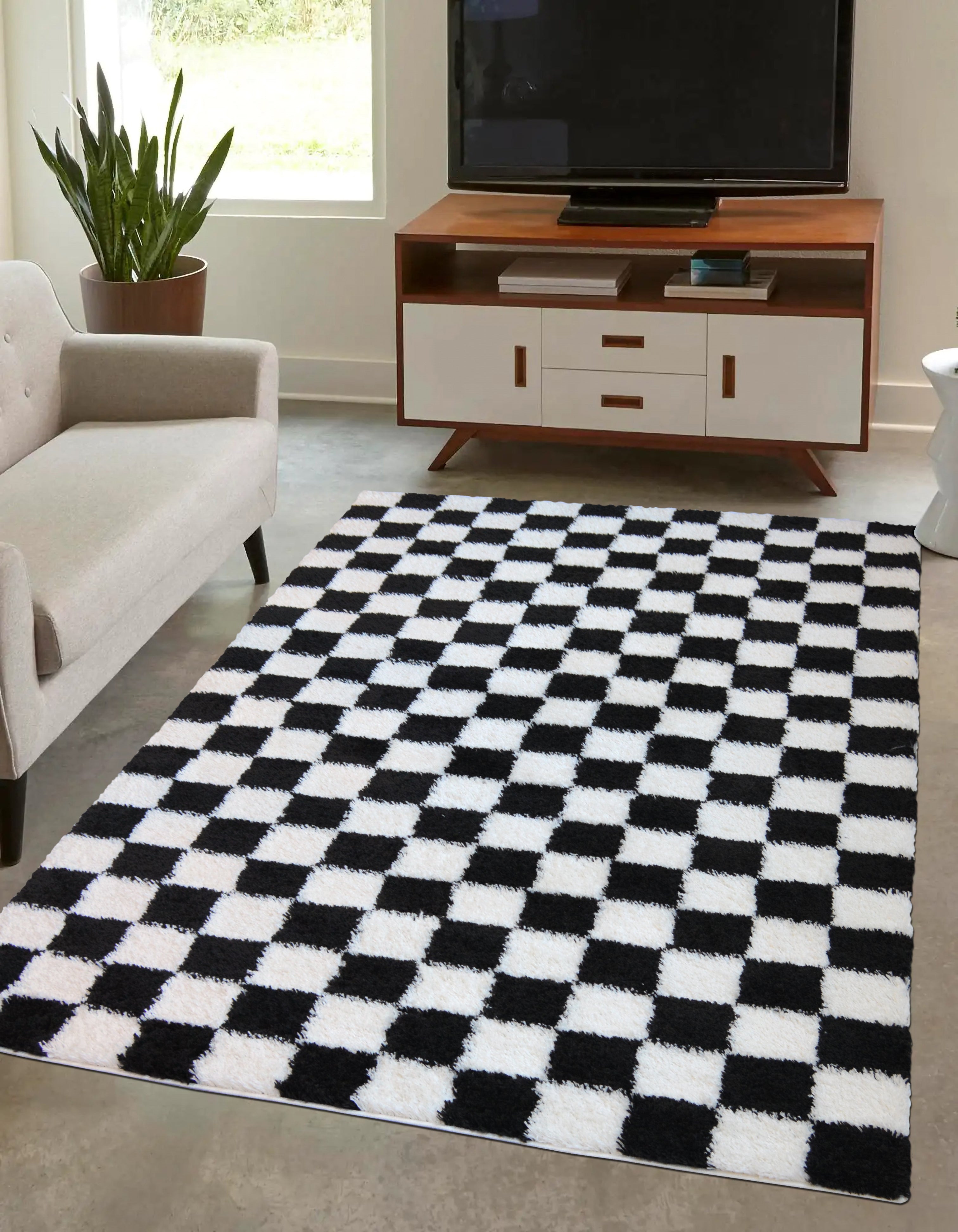 SNUG Checks - Checker Board Style Shaggy Rug