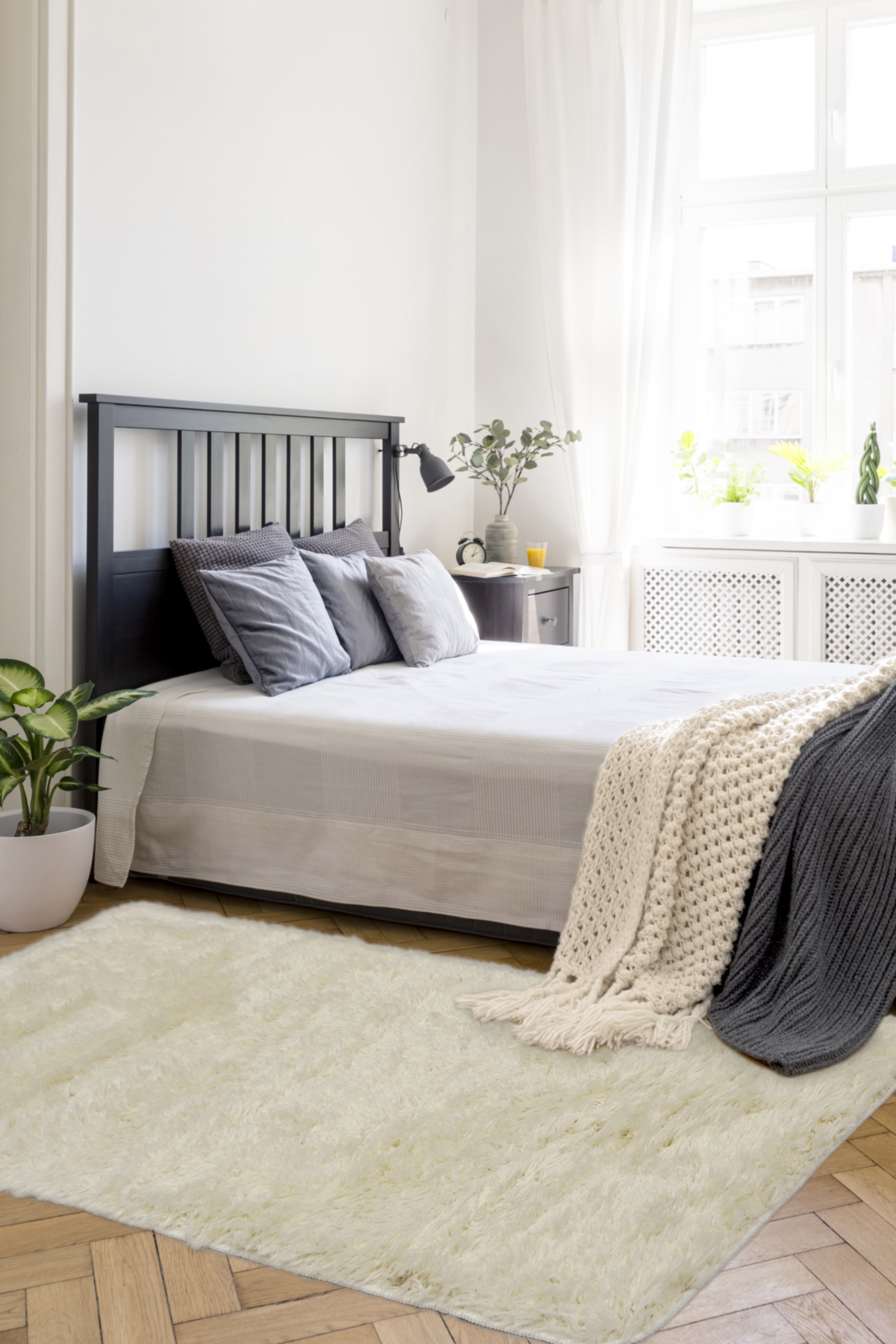 Soft Washable Elegance - Cozy Rugs in Ivory, Champagne, Grey & Pink