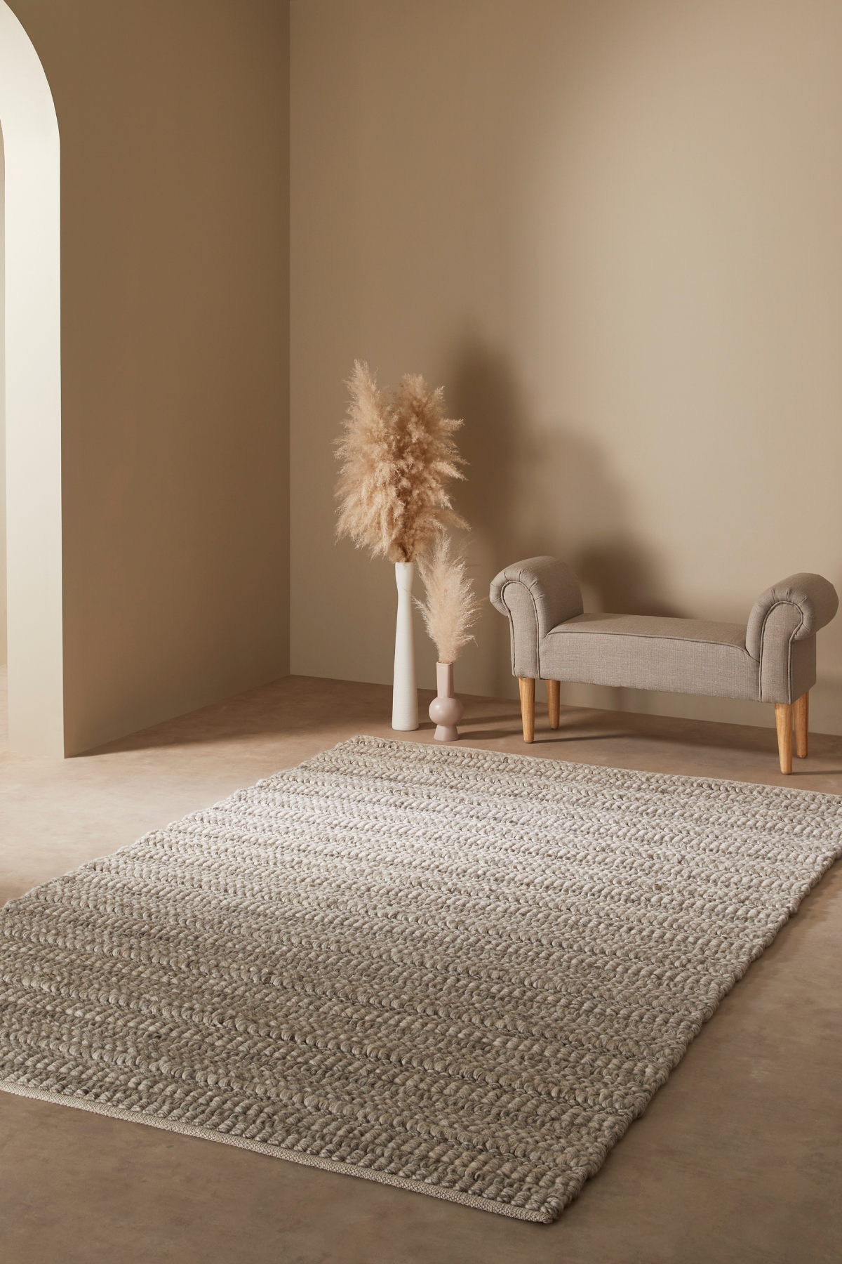 Savannah Textured Elegance - Grey & Taupe Wool Rug for Cozy Spaces